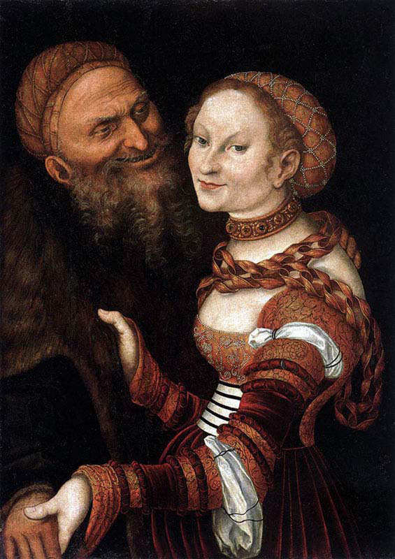 Ill Matched Couple Young Widow and Old Man